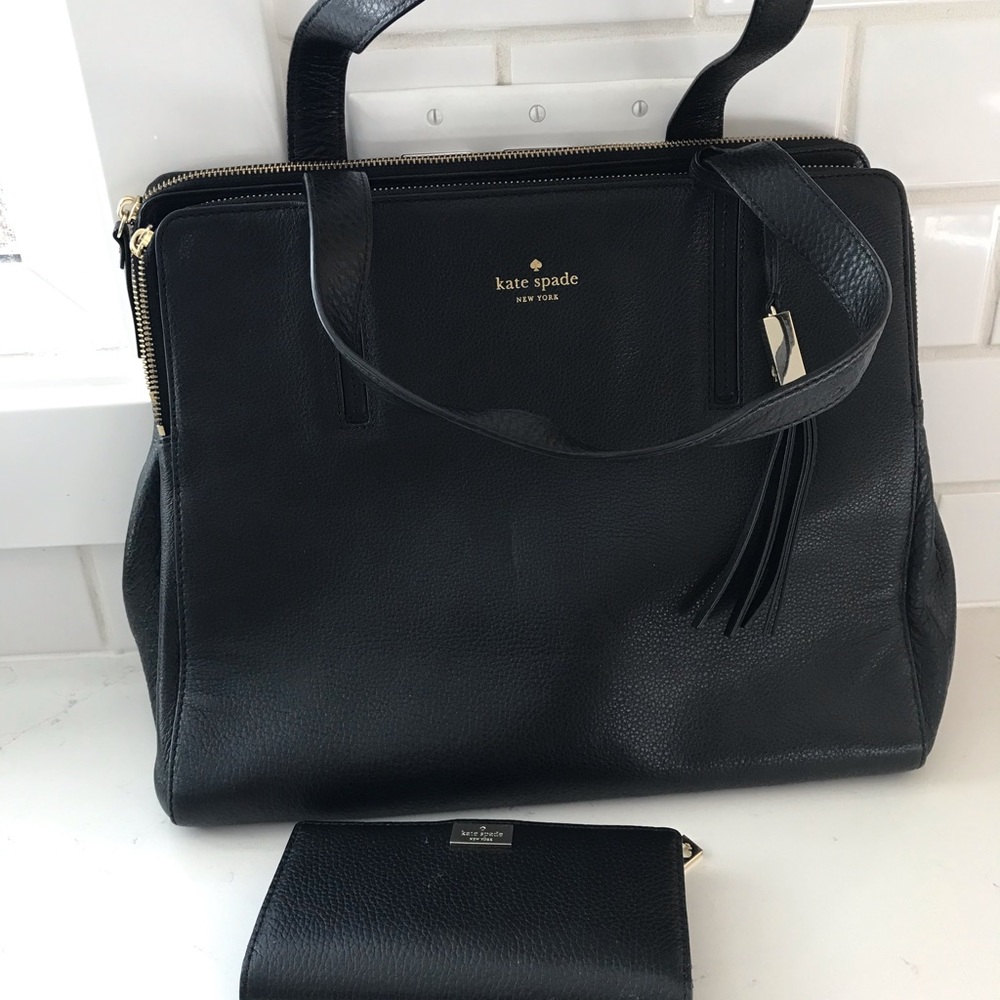 Kate Spade Black Leather Tote Bag